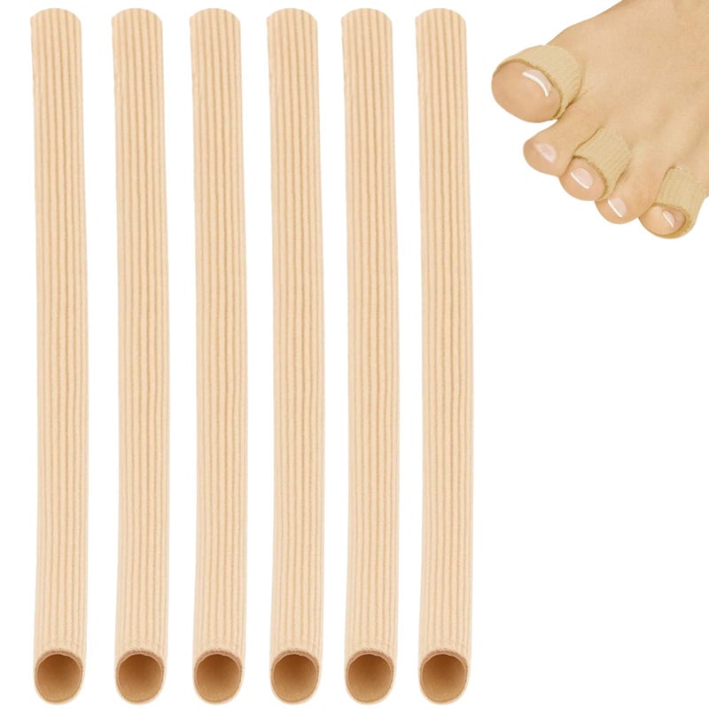 ViveSole Toe Sleeves Tubes 6 Pack Spacers Separators for Women Hammer Toe Straightener Foot Blister Protectors Relief Finger Splints for Corn Overlapping Toes Toe Covers for Calluses